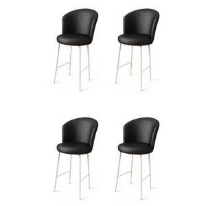 Uras - Crni i Bijeli Bar Stolac Set (4 Komada)