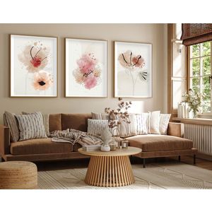 Huhu205 - 50 x 35 Multicolor Decorative Framed MDF Painting (3 Pieces)