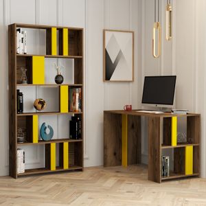 Lima - Walnut, Yellow Walnut
Yellow Study Desk & Bookshelf