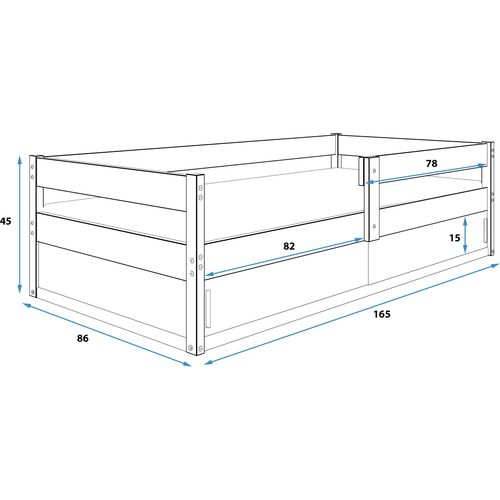 Drveni dječji krevet Hugo s kliznom ladicom - 160*80 cm - bijeli slika 6
