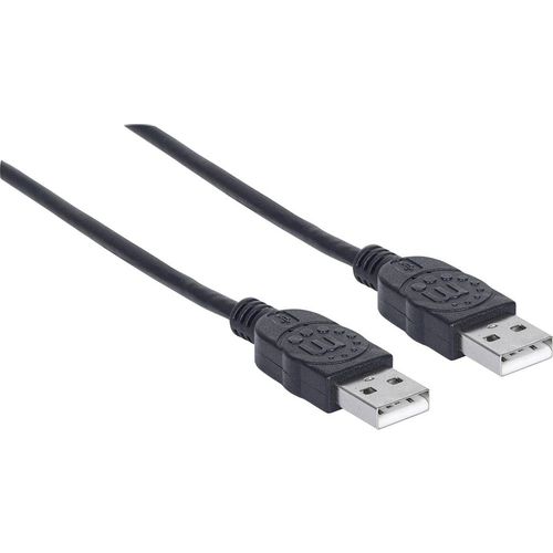 Manhattan USB kabel USB 2.0 USB-A utikač, USB-A utikač 3.00 m crna zaštićen s folijom, UL certificiran, pozlaćeni kontakti 353915 slika 2