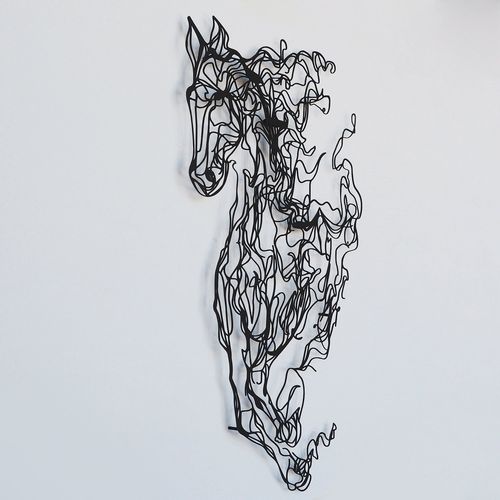 Metal Horse Line Art - APT724 Black Decorative Metal Wall Accessory slika 4