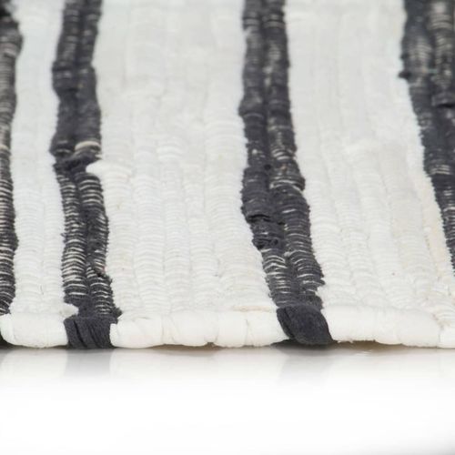 Ručno tkani tepih Chindi od pamuka 120 x 170 cm antracit-bijeli slika 9