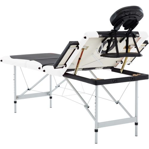 Sklopivi masažni stol s 4 zone aluminijski crno-bijeli slika 14