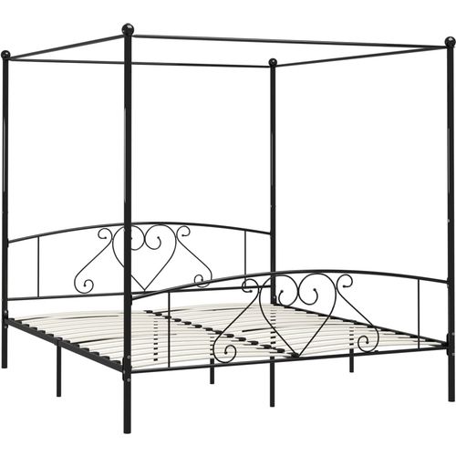 Okvir za krevet s nadstrešnicom crni metalni 180 x 200 cm slika 7