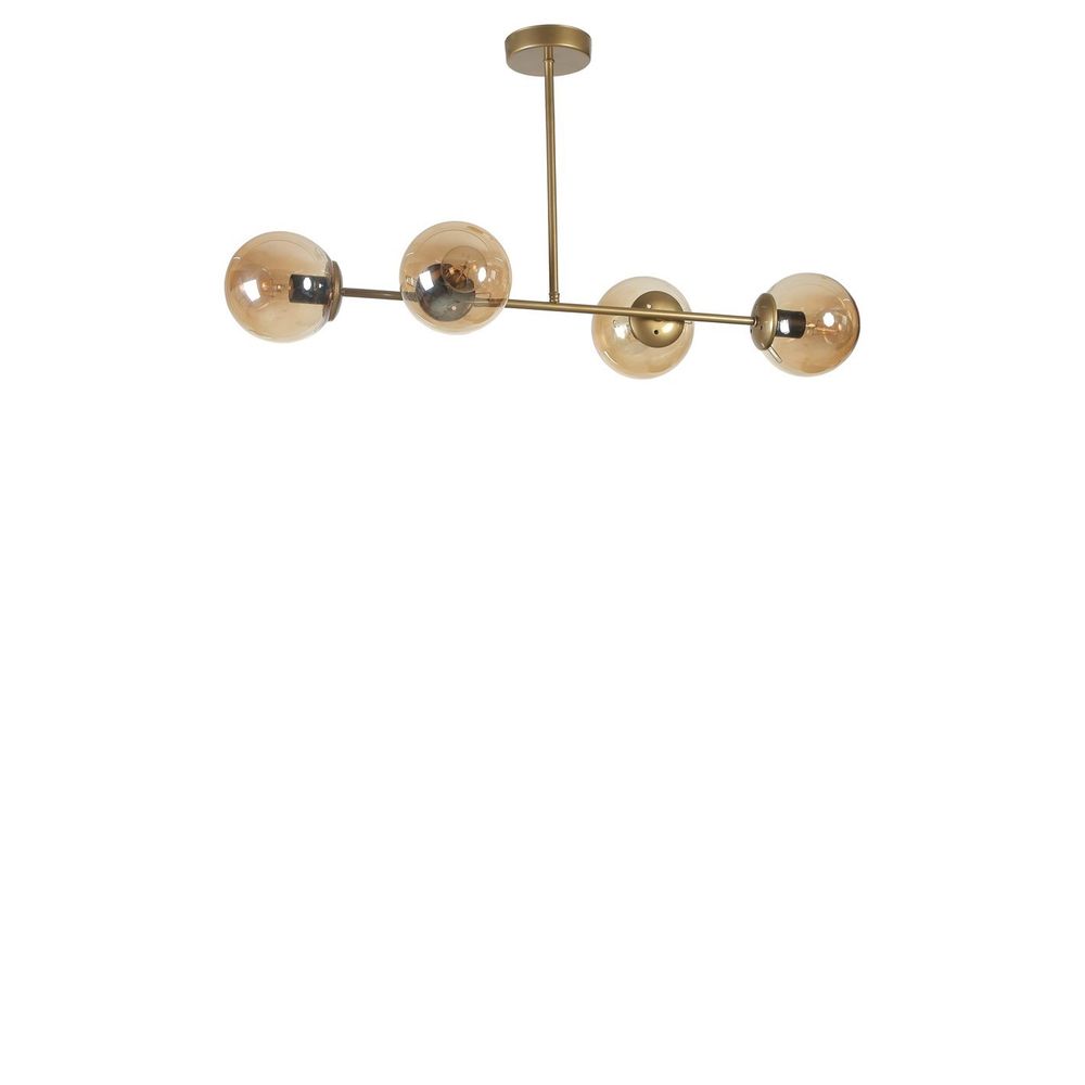 Eskitme Bal Camlı 4 Lü Avize - Amber Gold Black slika 3