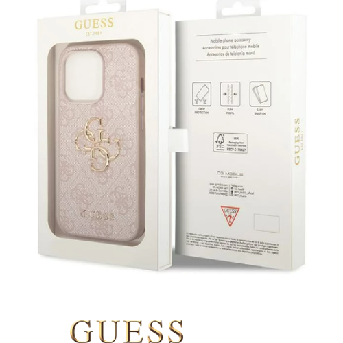 GUESS maska za iPhone 15 Pro LEATHER 4G METAL LOGO PINK slika 6