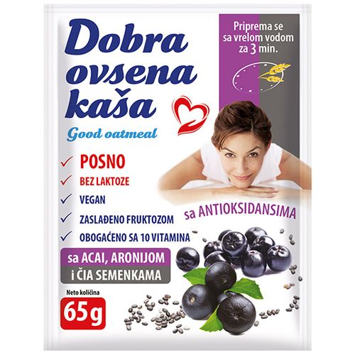 DOBRA OVSENA KAŠA sa acai,aronijom i čia semenkama 65g slika 1