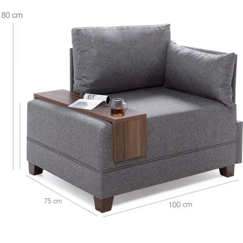 Atelier Del Sofa Sofa, Sivo, Fly Armchair Right - Grey slika 9