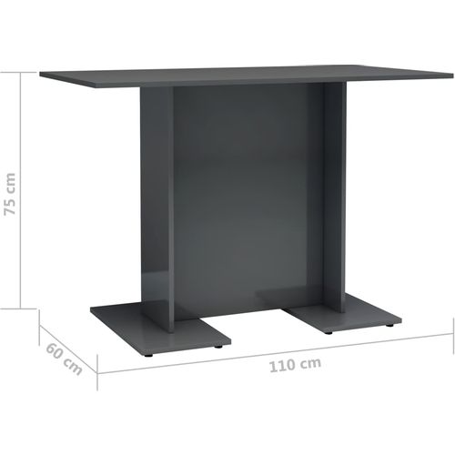 Blagovaonski stol visoki sjaj sivi 110 x 60 x 75 cm od iverice slika 15