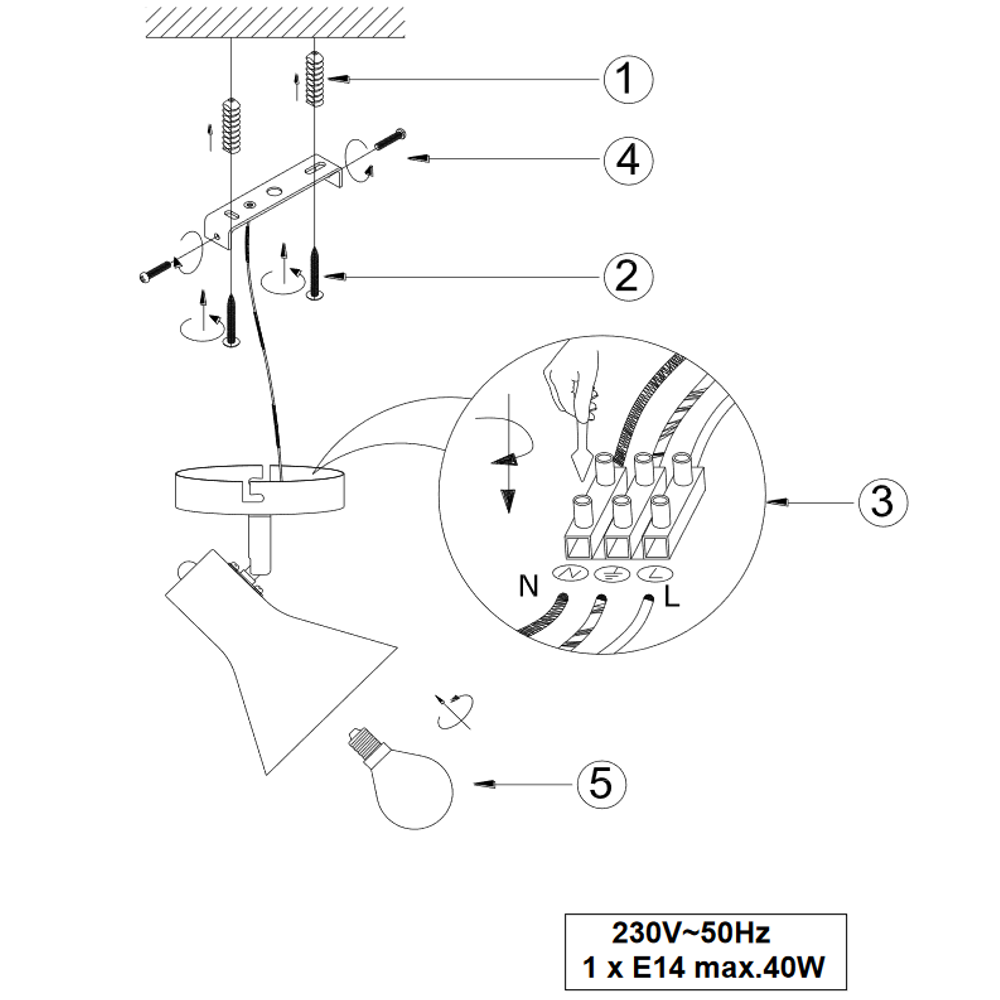 NINA SPOT/1 CRNO zidna rasvjeta slika 3