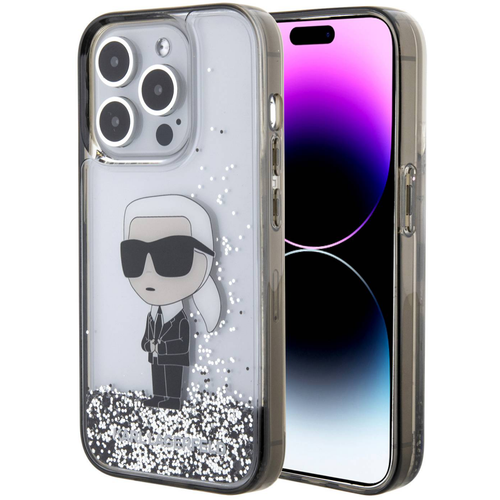 Maska Karl Lagerfeld Liquid Glitter Ikonik za iPhone 15 Pro Max 6.7 transparent (KLHCP15XLKKNSK) slika 1