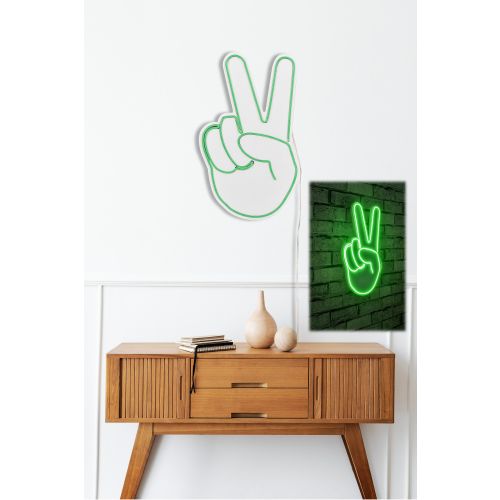 Wallity Ukrasna plastična LED rasvjeta, Victory Sign - Green slika 11