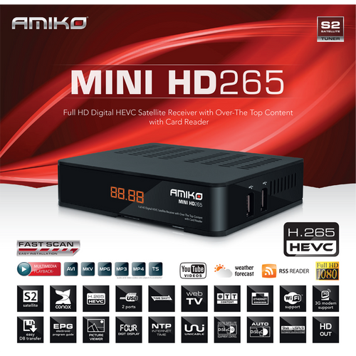 Amiko Prijemnik satelitski, DVB-S2, Full HD, H.265 - MINI HD265 slika 4