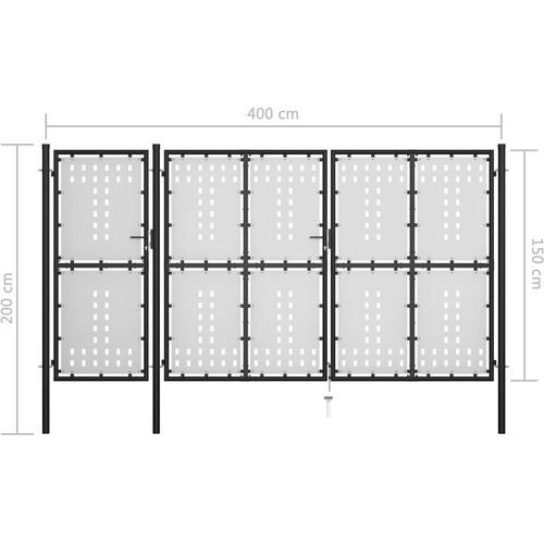 Vrtna vrata čelična 400 x 150 cm crna slika 19