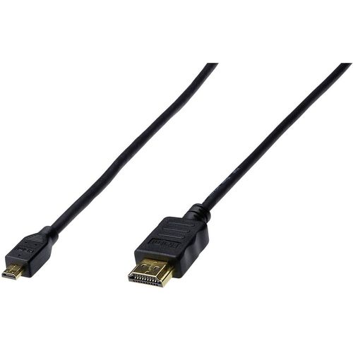 Digitus HDMI priključni kabel HDMI A utikač, HDMI Micro D utikač 1.00 m crna AK-330109-010-S pozlaćeni kontakti HDMI kabel slika 1