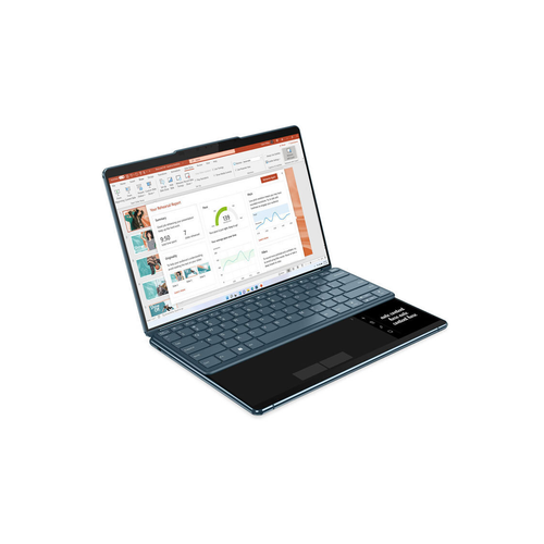 Lenovo 83FF002TRM Yoga Book 9 13IMU9 (Tidal Teal, Aluminium) 12-Core Ultra7 155U (2P+10E) 4.8GHz/12MB 32GB DDR5 1TB-NVMe 2x 13.3" 2.8K (2880x1800) OLED 400n DolbyVision Glass Touch DigitalPen3 WC-5MP+IR Iris-Xe WiFi A/X BT5.1 3xTB4 UK-key 80Wh 1.34kg W11P +BT/M+Folio Stand slika 5