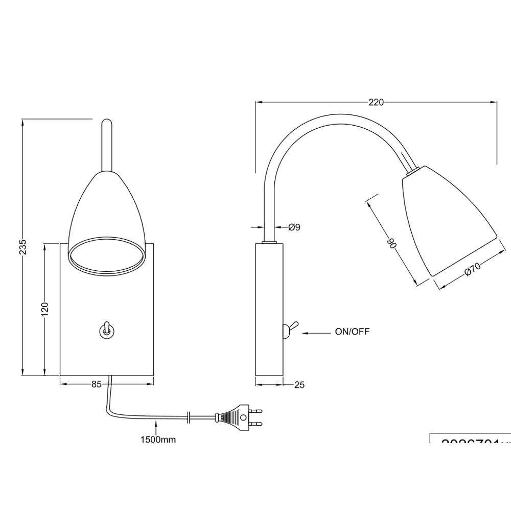 Wanda zidna lampa mat/mesing slika 5
