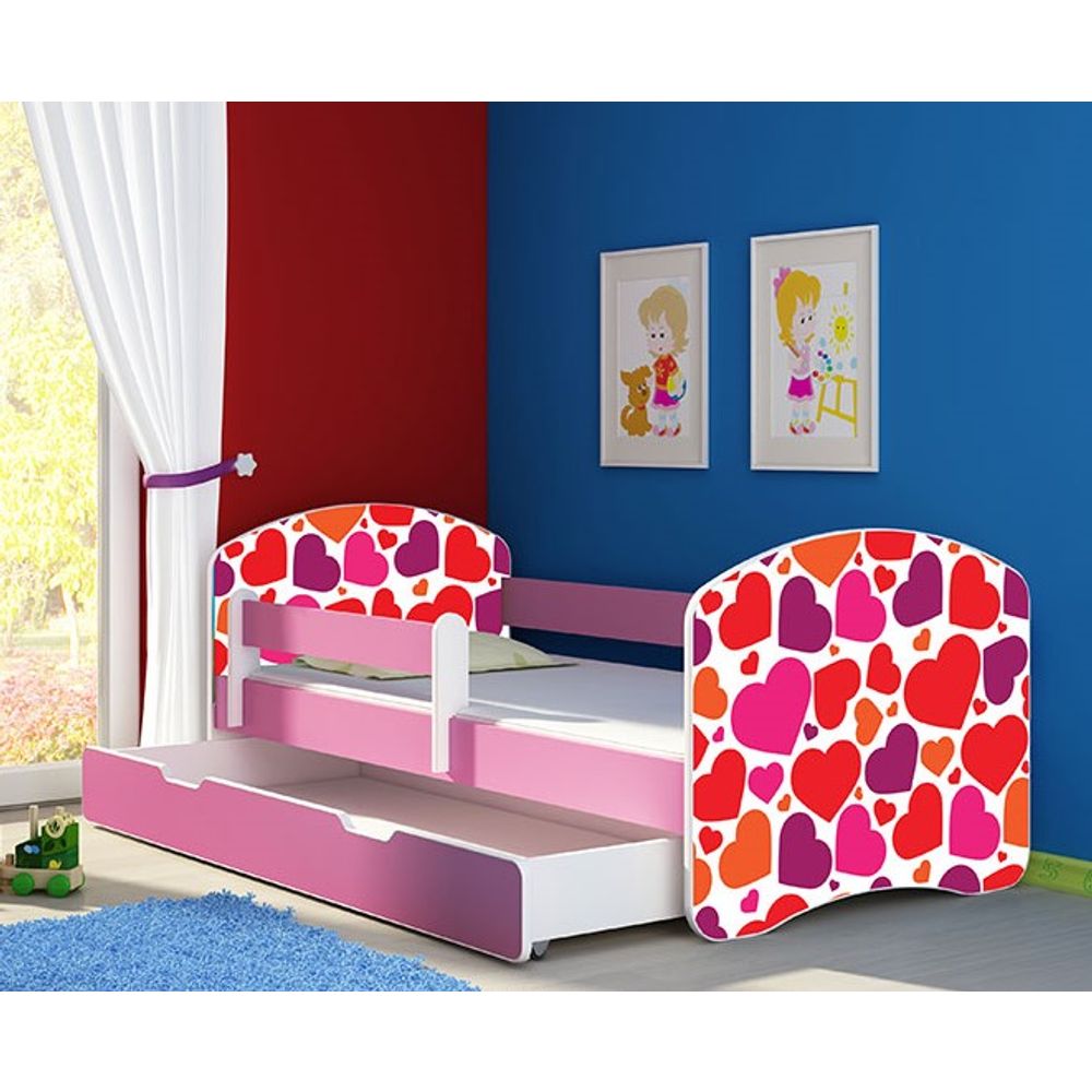 ACMA Dječiji krevet Acma II sa ladicom Pink - 160x80cm - Dezen 25 slika 1