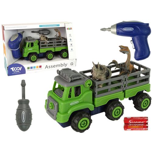 Dječji DIY kamion transporter dinosaura s odvijačima, zeleni slika 1