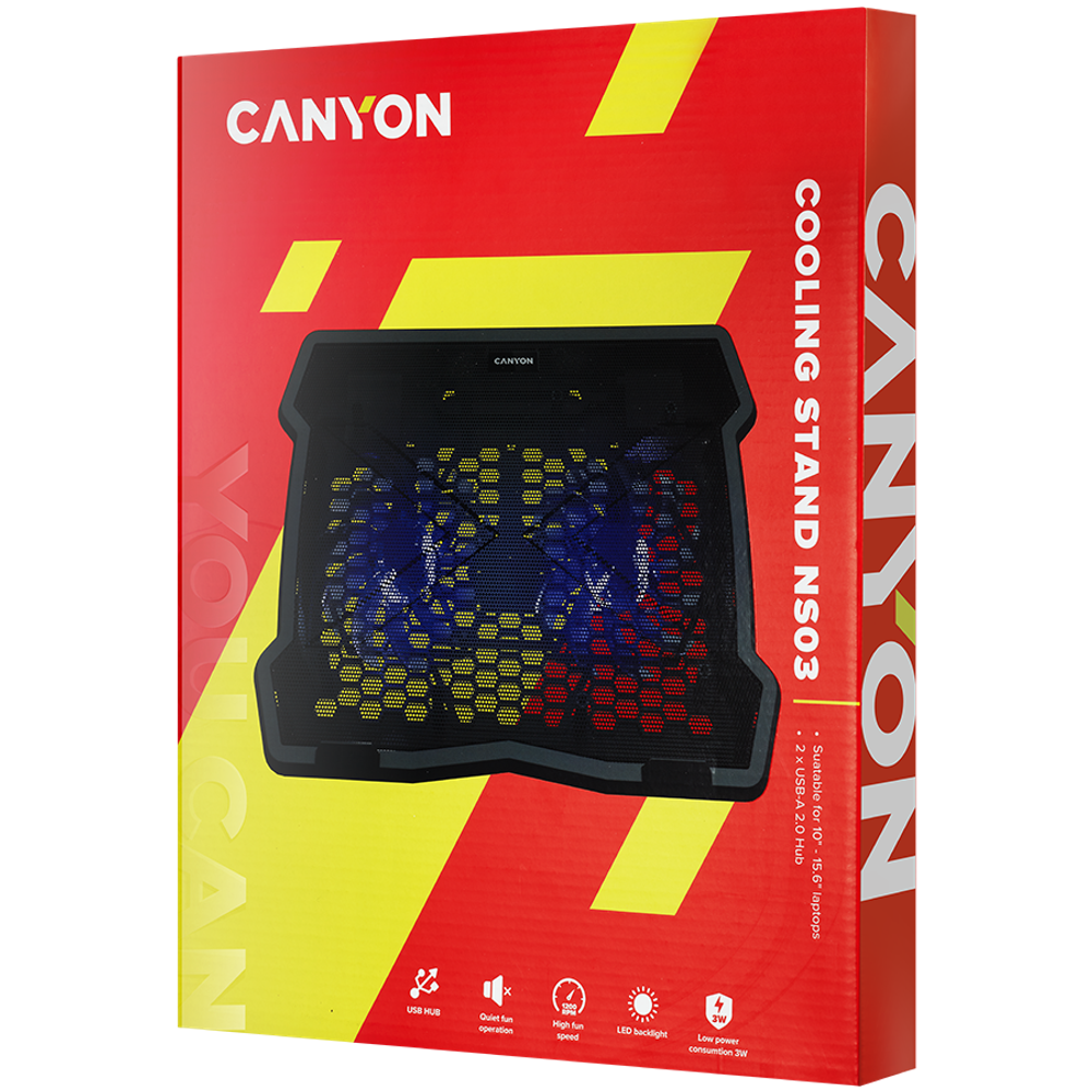 CANYON NS03 Stalak za hlađenje sa dvostrukim ventilatorom i USB hubom slika 4