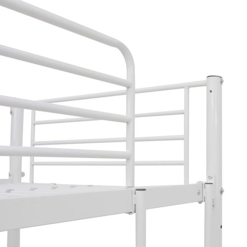 Krevet na kat sa stolićima u okviru bijeli metalni 90 x 200 cm slika 12
