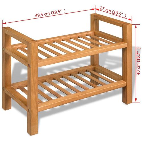 Stalak za cipele s 2 police 50x27x40 cm od masivne hrastovine slika 1