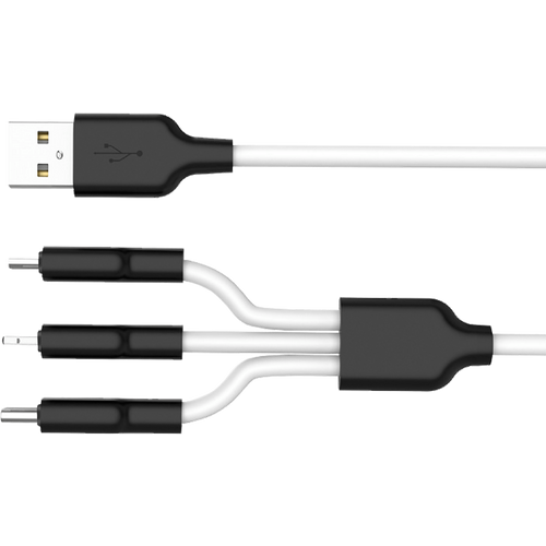 hoco. USB kabel, 3in1, microUSB, type C, Lightning, 1.2 met., 2 A - X21 Silicone 3in1, Black/White slika 3