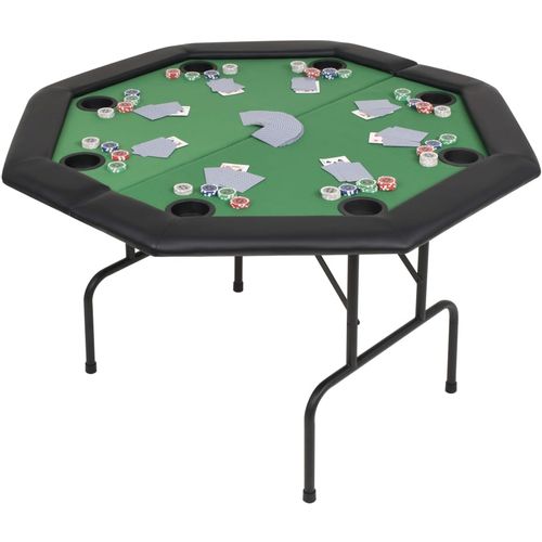 Sklopivi dvodijelni stol za poker za 8 igrača osmerokutni zeleni slika 29
