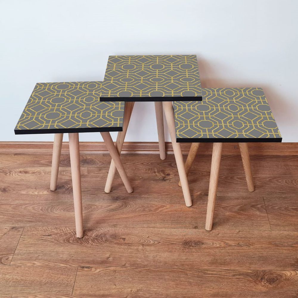 Nesting Table 3Shp238 - Set od 3 komada u sivoj i žutoj boji slika 1