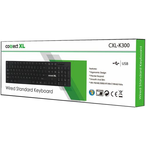 Connect XL Tipkovnica sa multimedijalnim tipkama, USB, SLIM, crna boja - CXL-K300 slika 6
