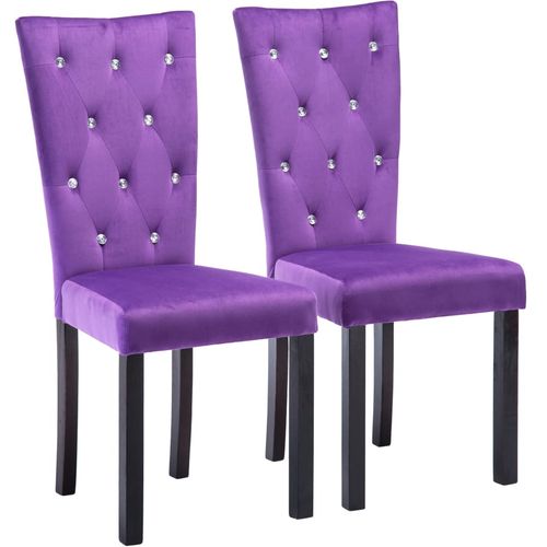 Blagovaonske stolice od baršuna 2 kom ljubičaste slika 2
