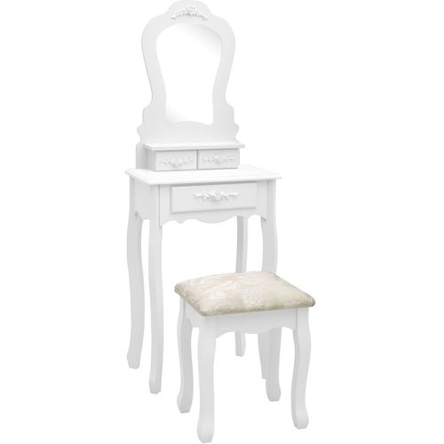 Toaletni stolić sa stolcem bijeli 50x59x136 cm drvo paulovnije slika 21