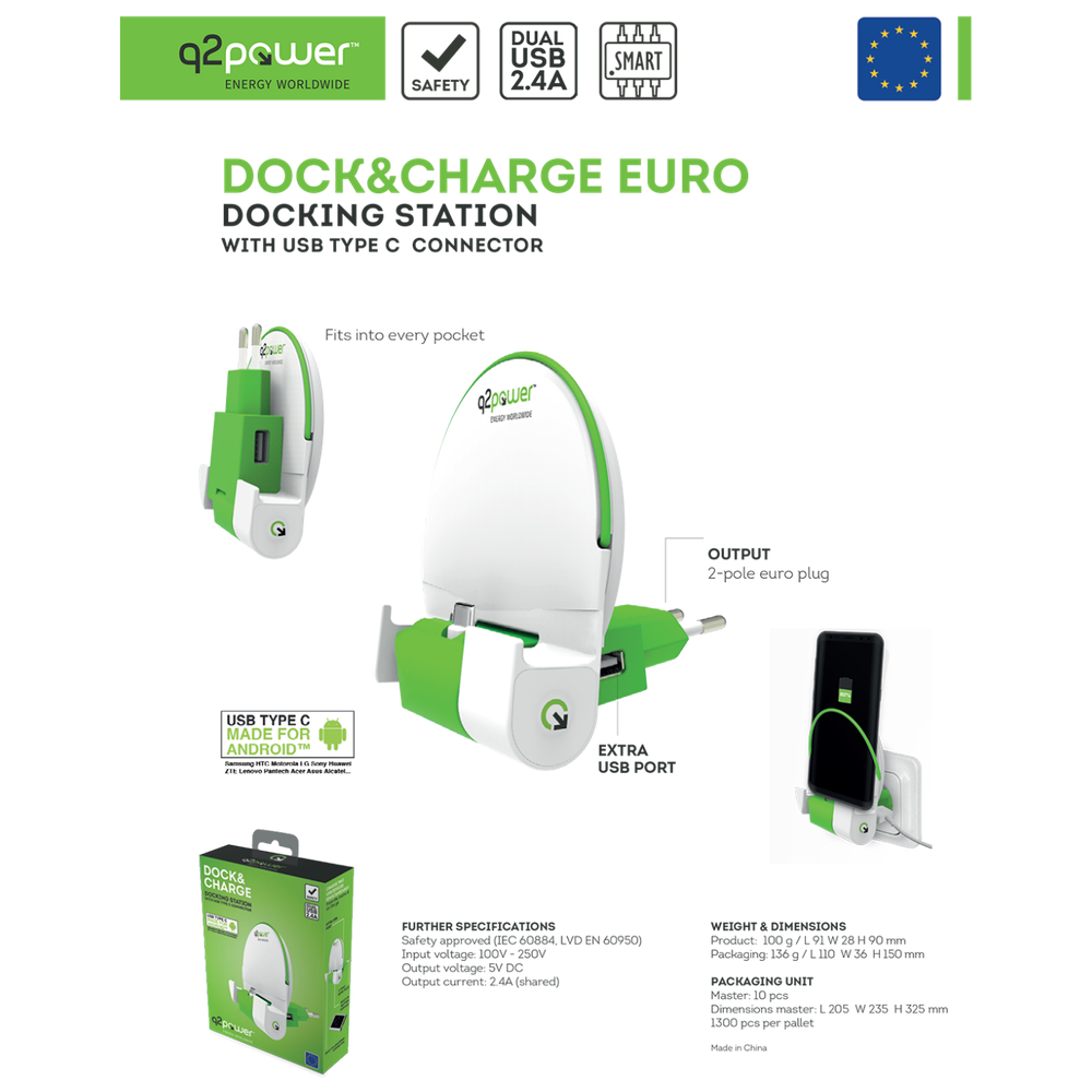 q2power Docking station sa type C konektorom - DOCK&amp;CHARGE C EURO slika 5