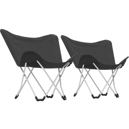 Stolice za kampiranje u obliku leptira 2 kom sklopive crne slika 3