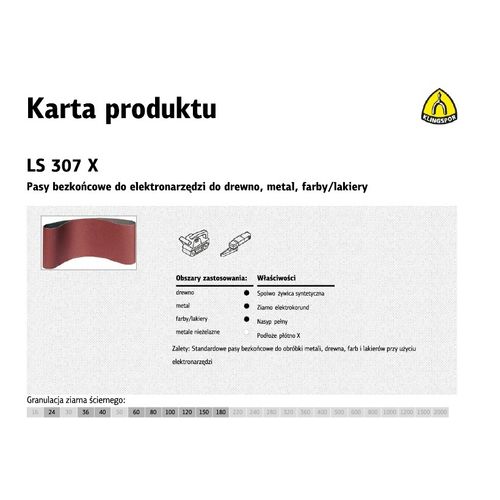 Klingspor beskonačne brusne trake za električne alate LS307X 75mm x 457mm, zrnatost 40, 10 komada slika 1