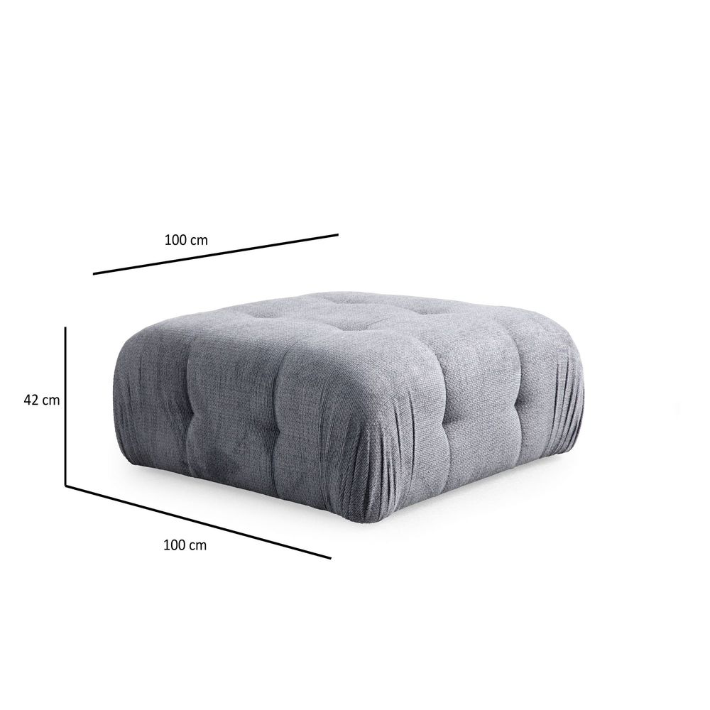 Amaris Sofa na Tri Sjedala s Pouffom - Siva Ugaona Sofa slika 12