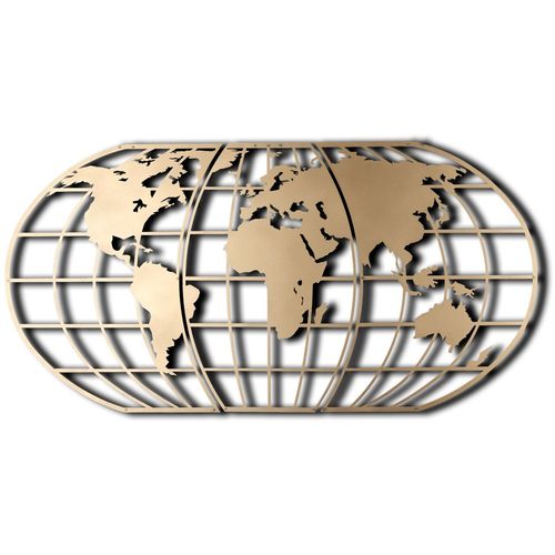 Wallity Metalna zidna dekoracija, World Map Globe Led - Gold slika 2