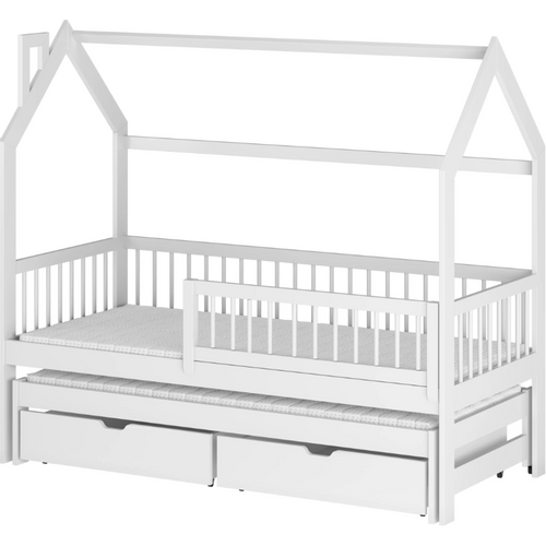 Drveni dječji krevet Papi s dodatnim krevetom i ladicom - bijeli - 190/200*90 cm slika 2