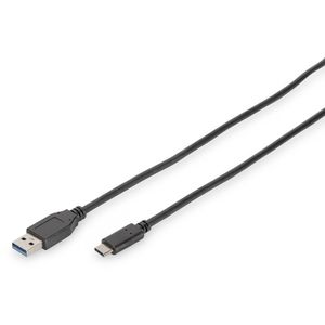 Digitus USB kabel USB 3.2 gen. 1 (USB 3.0) USB-C® utikač, USB-A utikač 1.00 m crna okrugli, dvostruko zaštićen DB-300136-010-S