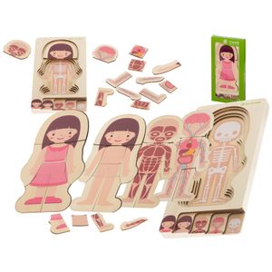 Montessori drvena slojevita slagalica za izgradnju tijela djevojčice