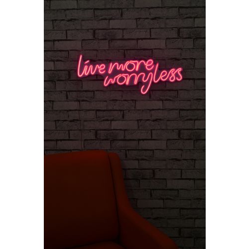 Wallity Ukrasna plastična LED rasvjeta, Live More Worry Less - Pink slika 2