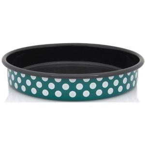 Metalac tepsija klasična (prečnik 28 cm) GREEN DOTS zelena sa bijelim tufnama
