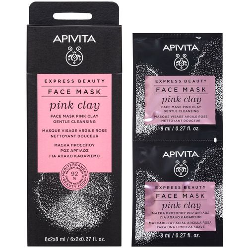 Apivita Express beauty maska za lice s ružičastom glinom za nježno čišćenje, 2x8 ml slika 1