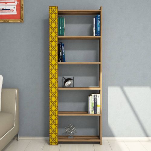 Woody Fashion Polica za knjige, City - Walnut, Yellow slika 2