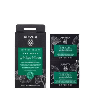 Apivita Express beauty maska za područje oko očiju s ginko bilobom protiv tamnih kolutova i znakova umora, 2x2 ml