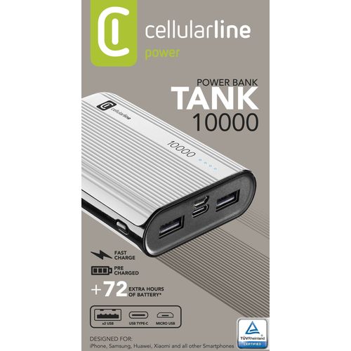 Cellularline prijenosni punjač Tank 10.000 mAh bijeli slika 3