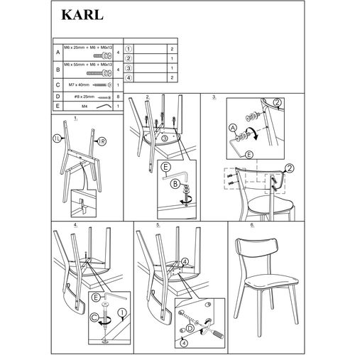 Stolica KARL - Tkanina + drvo slika 2