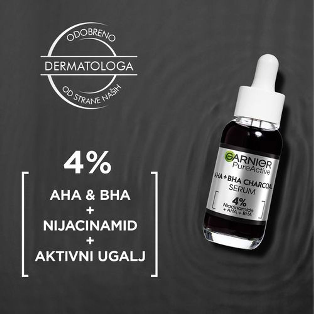 Garnier PureActive serum za lice AHA + BHA Charcoal 30ml slika 3