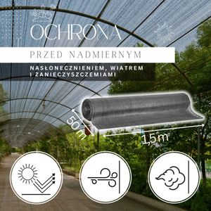 Mreža za sjenjenje, svijetli antracit, 185 g/m², 1,5 × 50 m + 200 vezica